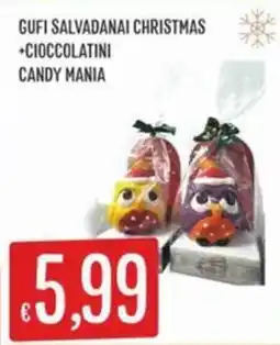 IperSisa Gufi salvadanai christmas + cioccolatini candy mania offerta