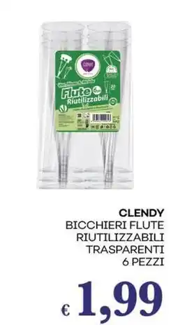 Pilato Clendy bicchieri flute riutilizzabili trasparenti offerta