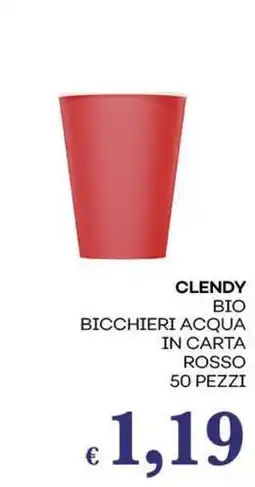 Pilato Clendy bio bicchieri acqua in carta rosso offerta