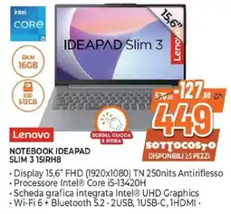 Expert Lenovo NOTEBOOK IDEAPAD SLIM 3 151RH8 offerta