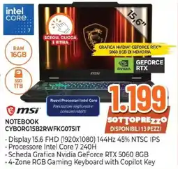 Expert msi NOTEBOOK CYBORG15B2RWFKG075IT offerta