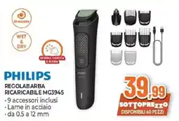 Expert PHILIPS REGOLABARBA RICARICABILE MG3945 offerta