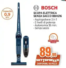Expert BOSCH SCOPA ELETTRICA SENZA SACCO BBH216 offerta