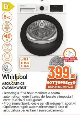 Expert Whirlpool ASCIUGATRICE CWD83MWBSIT offerta