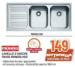 Expert FRANKE LAVELLO 2 VASCHE 116X50 RRX621LHDC offerta