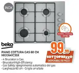 Expert beko PIANO COTTURA GAS 60 CM HIGG641C3SX offerta