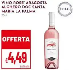 Pan Vino rose' aragosta alghero doc santa maria la palma offerta