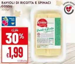 Pan Ravioli di ricotta e spinaci COSSU offerta