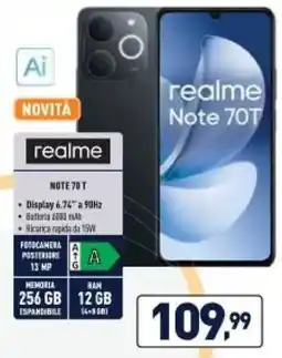 Unieuro realme NOTE 70 T offerta