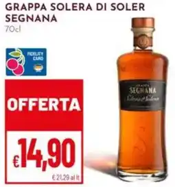 Pan Grappa solera di soler SEGNANA offerta
