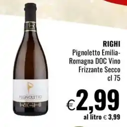 Famila RIGHI Pignoletto Emilia Romagna DOC Vino Frizzante Secco offerta