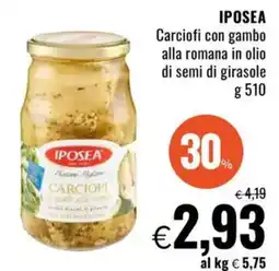 Famila IPOSEA Carciofi con gambo alla romana in olio di semi di girasole offerta