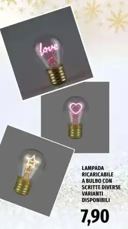 Famila Lampada ricaricabile a bulbo con scritte offerta