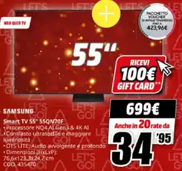 MediaWorld SAMSUNG Smart TV 55" 55QN70F offerta