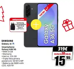 MediaWorld SAMSUNG Smartphone Galaxy A36 5G offerta