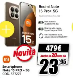 MediaWorld Xiaomi Smartphone Note 15 PRO + 5G offerta