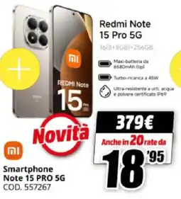 MediaWorld Xiaomi Redmi Note 15 Pro 5G offerta