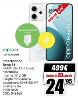 MediaWorld oppo Smartphone Reno 14 offerta