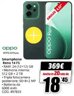 MediaWorld oppo Smartphone Reno 14 FS offerta