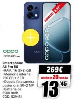 MediaWorld oppo Smartphone A6 Pro 5G offerta