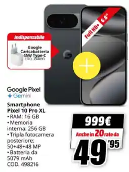 MediaWorld Google Smartphone Pixel 10 Pro XL offerta