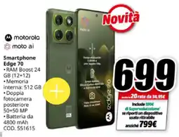 MediaWorld motorola Smartphone Edge 70 offerta