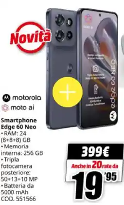 MediaWorld motorola Smartphone Edge 60 Neo offerta