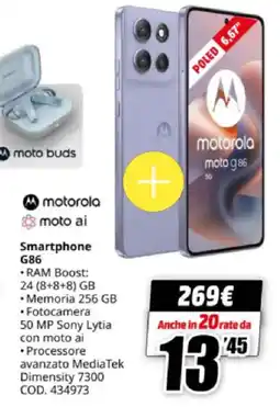 MediaWorld motorola Smartphone G86 offerta