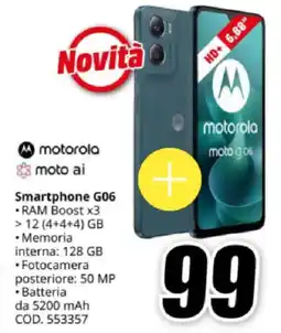 MediaWorld motorola Smartphone G06 offerta