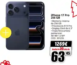 MediaWorld iPhone 17 Pro 256 GB offerta