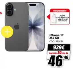 MediaWorld iPhone 17 256 GB offerta