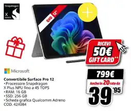MediaWorld Microsoft Convertibile Surface Pro 12 offerta