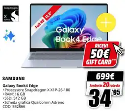 MediaWorld SAMSUNG Galaxy Book4 Edge offerta