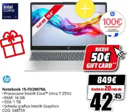 MediaWorld hp Notebook 15-FD2007NL offerta