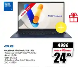 MediaWorld ASUS Notebook Vivobook 15 F1504 offerta