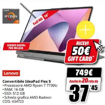 MediaWorld Lenovo Convertibile IdeaPad Flex 5 offerta