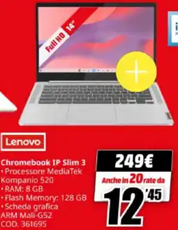 MediaWorld Lenovo Chromebook IP Slim 3 offerta