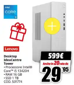 MediaWorld Lenovo Desktop IdeaCentre Tower offerta