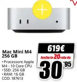 MediaWorld Mac Mini M4 256 GB offerta
