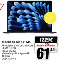 MediaWorld MacBook Air 13" M4 offerta