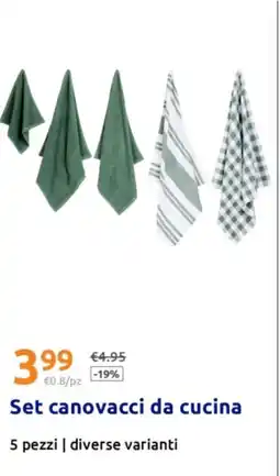 Action Set canovacci da cucina offerta