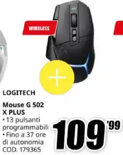 MediaWorld LOGITECH Mouse G 502 X PLUS offerta