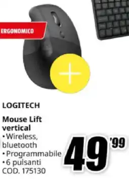 MediaWorld LOGITECH Mouse Lift vertical offerta