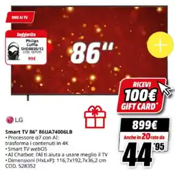 MediaWorld LG Smart TV 86" 86UA74006LB offerta