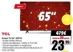MediaWorld TCL Smart TV 65" 65P7K offerta