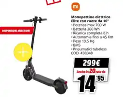 MediaWorld Monopattino elettrico Elite con ruote da 10" offerta