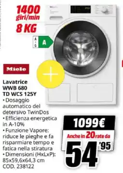 MediaWorld Miele Lavatrice WWB 680 TD WCS 125Y offerta