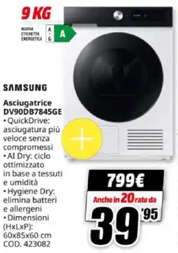 MediaWorld SAMSUNG Asciugatrice DV90DB7845GE offerta