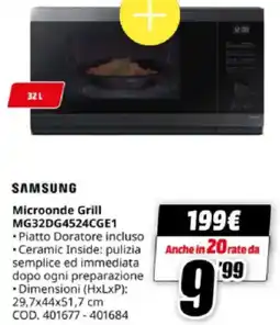 MediaWorld SAMSUNG Microonde Grill MG32DG4524CGE1 offerta