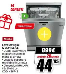 MediaWorld Miele Lavastoviglie G 5611 SC CL offerta